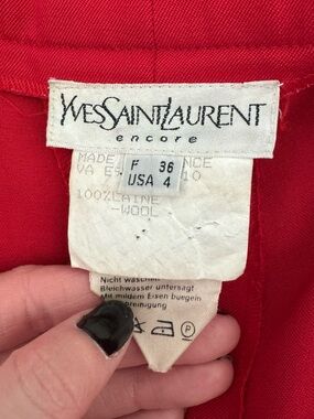 Vintage Yves Saint Laurent Encore Red Wool Pants - Size USA 4